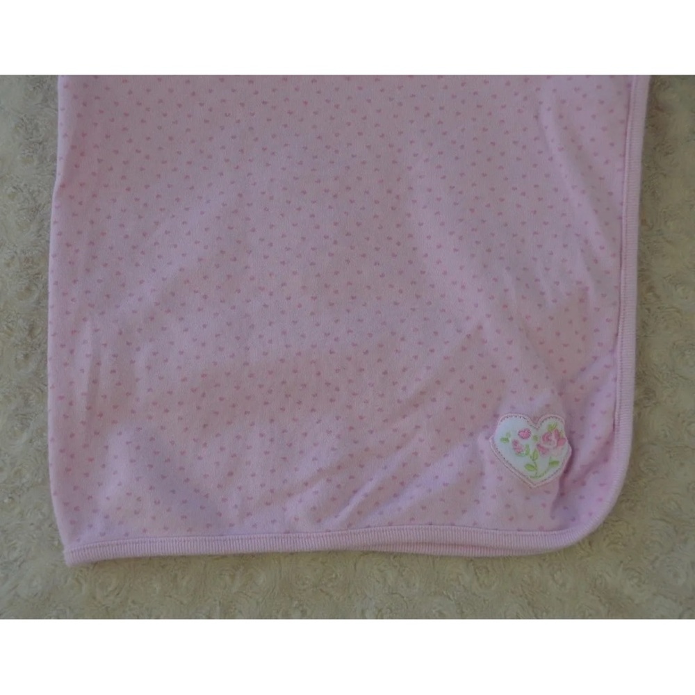 Bright Future Pink Heart Baby Blanket Floral Flower Rose White Security Lovey